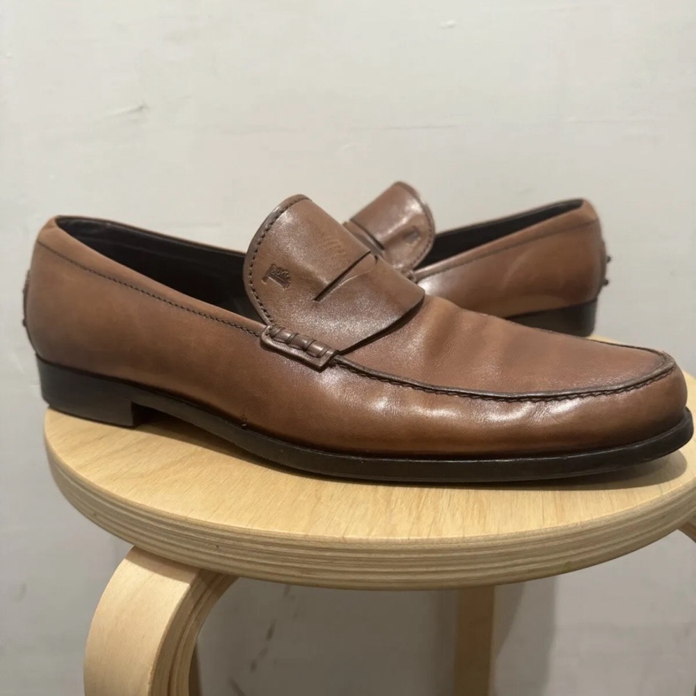 Tods Brown Penny Loafer Leather Men’s Size 10